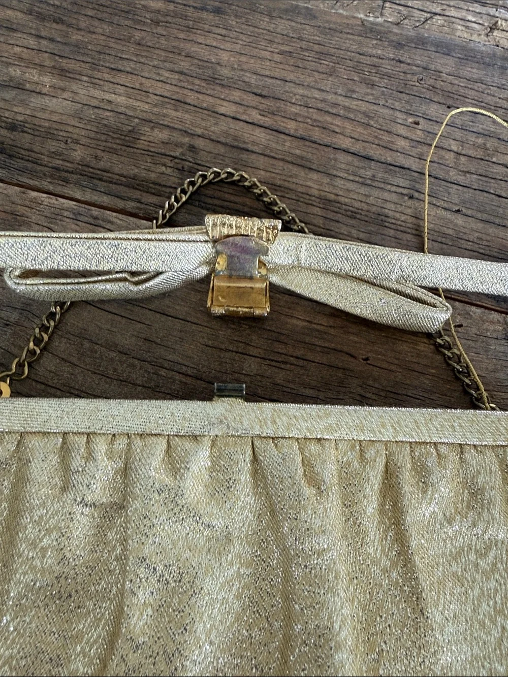 Vintage Gold Evening Chain-Handle Clutch Bag